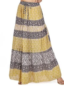 Rock Boho chic, weit schwingender Maxirock - schwarz/gelb - Bild 1 von 6