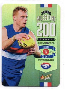 2014 AFL SELECT MILESTONE (200 GAMES) CARD - MG90 Adam COONEY (BULLDOGS)