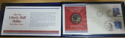 US 100th ANNIVERSARY OF STATUE OF LIBERTY COMBO $1/2 COIN FIRST DAY COVER STAMPS - Image 1 of 4