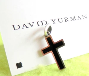 David Yurman Men's Pendant Reversible SSilver Exotic Onyx Stone Cross Pendant - Picture 1 of 9