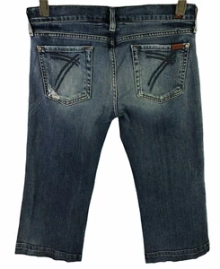 7 For All Mankind Crop Dojo Jeans Womens Size 30 Distressed Low Rise Medium Wash - Picture 1 of 11