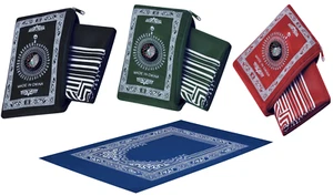 1 X Pocket Travel Prayer Mat With Qibla Compass in Pocket Sized Zip Pouch - Picture 1 of 1