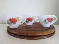 (2 left) vintage arcopal tea or coffee cups - image of poppies&wild flowers