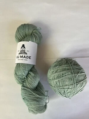 HU MADE Made Pop Linen Jade 1 Skein Plus 4ply Fingering Organic Cotton Linen - Image 1 of 3