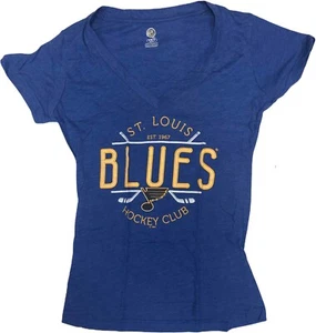 St. Louis Blues Women's V-Neck T-Shirt Blue Medium 8/10 - Picture 1 of 2