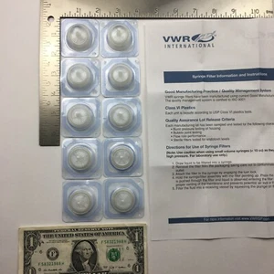 [Lot of 10] VWR Sterile Syringe Filter 0.2 µm Cellulose Acetate NA PN: 28415-477 - Picture 1 of 3