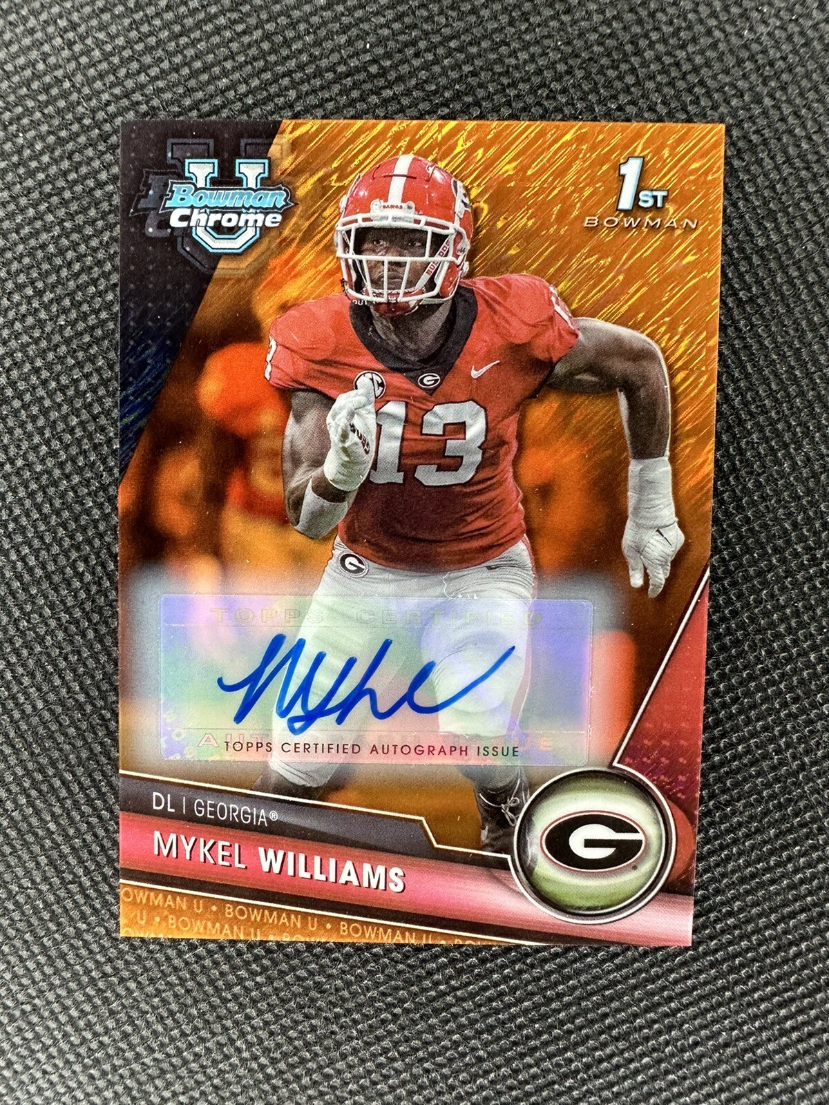 2023 Bowman Chrome University Mykel Williams 1st Chrome Auto Orange Shimmer /25!