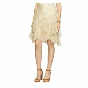 LAUREN RALPH LAUREN Size 8 Python-Print Ruffled Skirt TAN - Picture 1 of 3