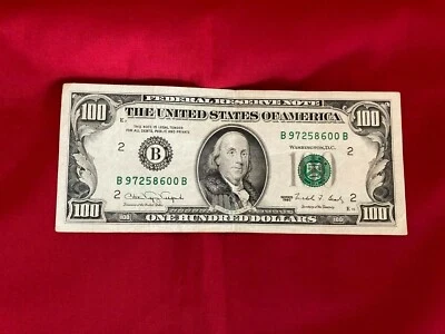 1990 (B) $100 One Hundred Dollar Bill Federal Reserve Note New York GREAT CONDIT - Image 1 of 4
