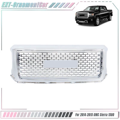 Chrome Plastic For 14-2015 GMC Sierra 1500 Denali Mesh Front Bumper Upper Grille - Изображение 1 из 4