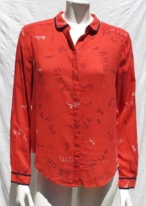 MAEVE ANTHROPOLOGIE US women’s S 6 Red Art House Button Down Shirt Blouse Top - Picture 1 of 5
