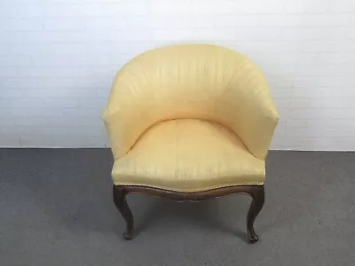 Armchair Vintage Fabric Yellow And Wood Elegant Made IN Italy Years 60 • 258.95$