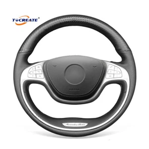 Hágalo usted mismo cubierta de volante de fibra de carbono cuero PU para Benz Clase S W222 #BBXC - Imagen 1 de 10