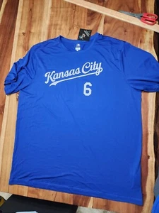 New Kansas City Royals #6 Lorenzo Cain Mens Large Majestic Shirt 2xl Xxl Mlb - Picture 1 of 8