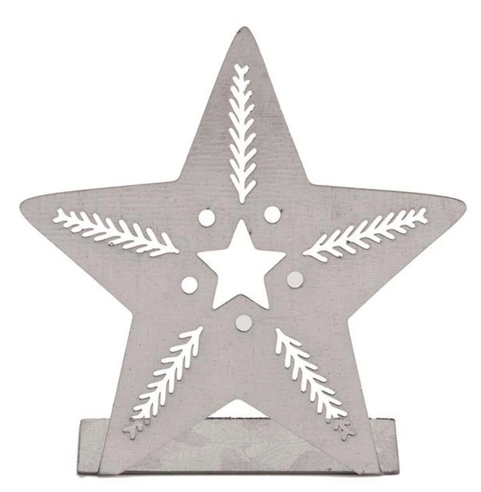 Stern Di Lamiera Con Piede Argento Decorazione 6,5x6,2x2cm Tavolo Stand Figura - Immagine 1 di 1