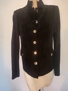 Linea by Louis Dell'Olio Suede Jacket with Decorative Buttons Size S Black - Picture 1 of 9