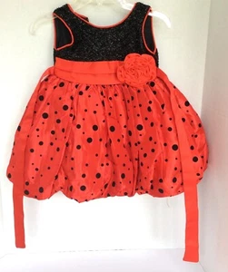 Christmas/Holiday Baby Girls Size Small Black Sparkle & Red W/Polka Dots Dress - Picture 1 of 12