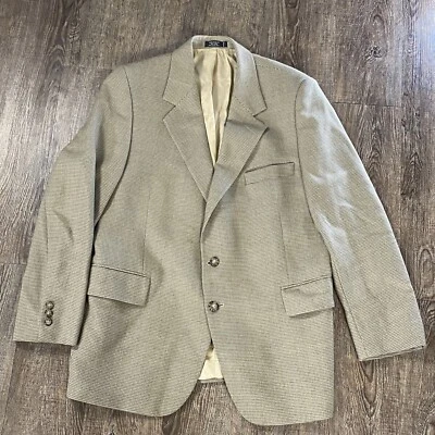 John Weitz Suit Jacket Men 41S Beige Tweed 100% Wool 2 Button Sports Coat Blazer - Imagem 1 de 4