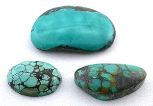 66.60 Carat Three Spiderweb Blue Turquoise Gemstone Cabochon Cab Gemstone TA5 - Picture 1 of 2