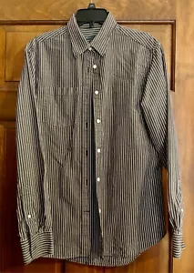 men s old navy long sleeve shirt size M preowned Charcoal/wht striped - Picture 1 of 3