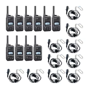 10er Pack Icom F200 UHF 450-470MHz 16Kanal 2W Funkgerät mit SRComm Überwachung Headset - Bild 1 von 1