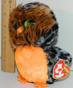 TY MIDNIGHT OWL 6" BEANIE Baby BOOS Halloween Decor mint NWT fresh pull 2015 boo - Picture 1 of 6
