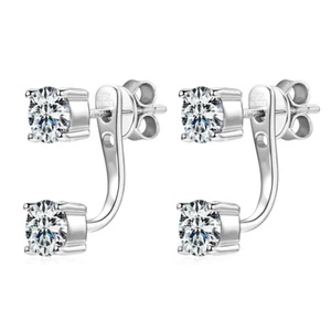 Orecchini Giacca Orecchino Donna Argento Sterling 2.0CTW. Orecchini tondi in moissanite - Foto 1 di 20