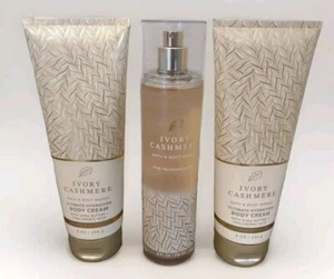 3pc NEW Bath & Body Works IVORY CASHMERE Body Cream & Fragrance Mist Set RARE - Picture 1 of 6