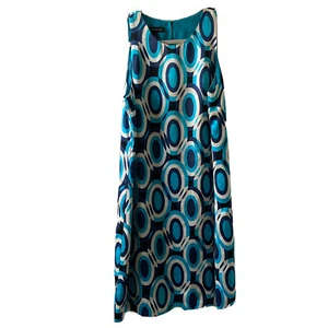 INC International Concept Shift Dress 6 Multicolor Geometric Artsy Print Silk - Picture 1 of 5