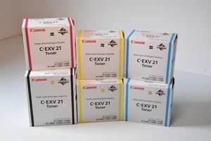 6 toners Canon C-EXV 21, CMYK, 1 x noir, 1 x magenta, 2 x cyan, 2 x jaune, - Photo 1/14
