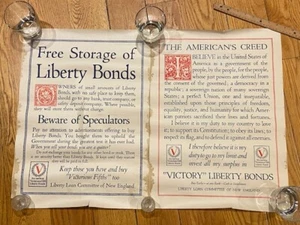 Original Authentic WWI Poster Victory Liberty Bonds Loan New England Pair 21.5" - Picture 1 of 3
