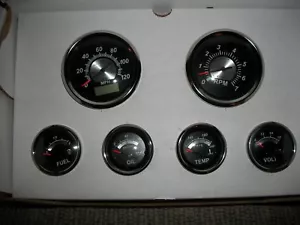 GPS GAUGE SET BLACK STERLING 6 GAUGE VEETHREE INSTRUMENTS SPEEDO, TACH 69652 - Picture 1 of 3