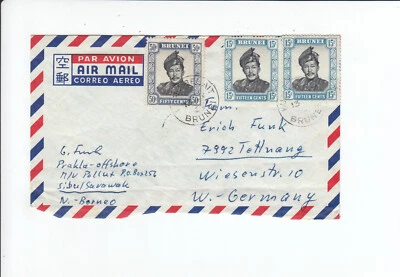 2823, sellos, sobre, Borneo, Brunei-Tettnang, sultán Saifuddin, 1964-70 - Imagen 1 de 2