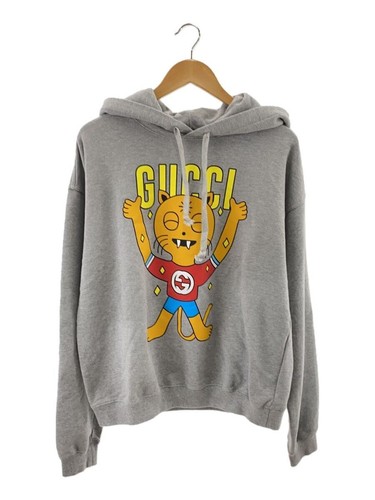 GUCCI Felpa con Cappuccio S Cotone Grigio Stampa Felpa Abbigliamento Casual #EG AGA
