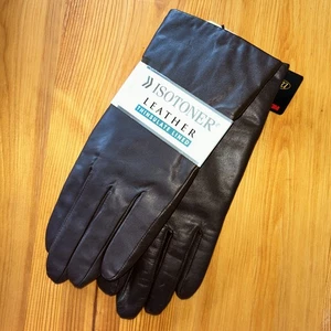 Isotoner Handschuhe Thinsulate Ultra gefüttert braun Leder Damen Größe 8,0 Vintage Neu mit Etikett - Bild 1 von 9
