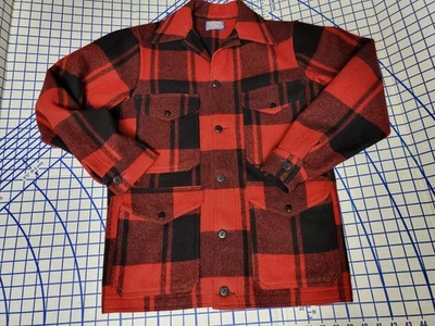 Pendleton Wool Mackinaw Jacket Red Black Buffalo Plaid Game Pouch Mint Filson S - Image 1 of 4