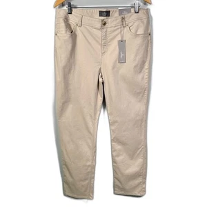 So Slimming By Chico’s New Khaki Slim Leg Pants NWT Size US 12 Coastal Basic - Picture 1 of 16