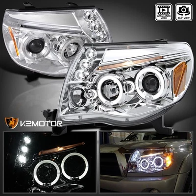 Fits 2005-2011 Toyota Tacoma LED Halo Projector Headlights Lamp Left+Right 05-11 Foto 1 de 4