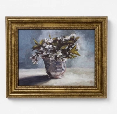 10" x 8 FLOWER VINTAGE Framed WALL ART Threshold STUDIO MCGEE Gold Violet TARGET - Image 1 of 3