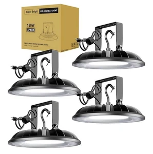 150W UFO LED High Bay Light 16500Lm 5000K UL Plug Waterproof Warehouse Shop 4pk - Picture 1 of 9