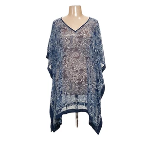 Lands' End Blue Paisley Chiffon Blouse, Women's 2X Plus - Picture 1 of 4