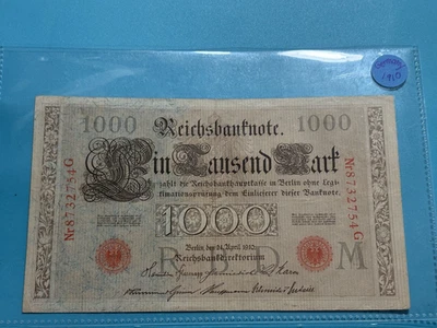 1910 Germany 1000 Mark Pre WWI WWII Banknote World Paper Money Kaiser Reich - Image 1 of 4