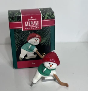 Hallmark Keepsake Ornament SON Snowman Playing Hockey 1990 - Picture 1 of 6