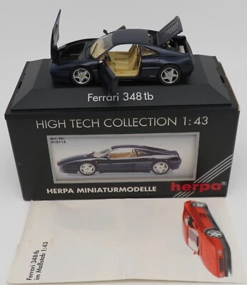 HIGH TECH COLLECTION HERPA 1/43 FERRARI 348 TB bleu foncé + ouvrants BOX #10115 - Photo 1/4