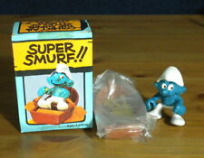 Smurfs 40219 Row Boat Smurf Vintage Toy Figure Pvc Fishing Figurine Peyo 80s Lot