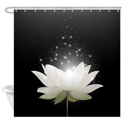 Grdutbc Black and White Lotus Fabric Shower Curtain Extra Long 84 inch 72x72"  - Image 1 of 4