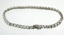 FAS Sterling Silver White CZ Round Cut Tennis Bracelet 925 12.4g 8 Inches Long