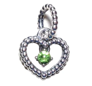 NEW Pandora Sterling Silver Peridot August Birthstone Heart Charm 798854C10 - Picture 1 of 7