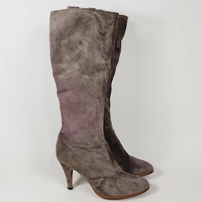 Botas de Tacón Life Stride Gris Hasta la Rodilla Gamuza Cuero Talla 9.5 De Colección Foto 1 de 4