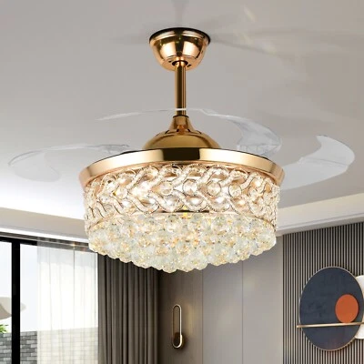 42inch Crystal LED Ceiling Fan Light Remote Control Indoor Fan Light Chandelier - Image 1 of 4